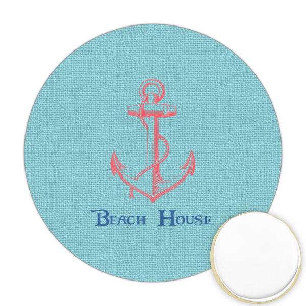 Custom Chic Beach House Printed Cookie Topper - Round