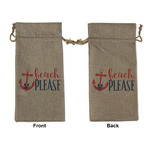 Chic Beach House Large Burlap Gift Bag - Front & Back