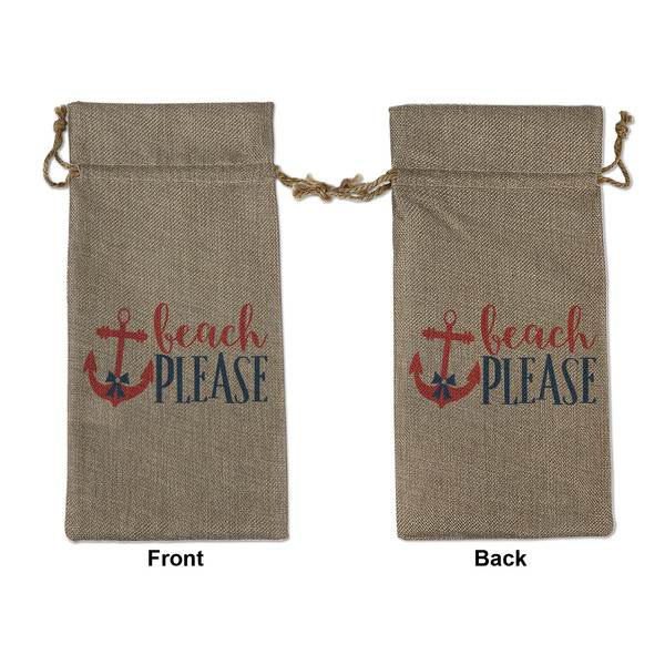 Custom Chic Beach House Large Burlap Gift Bag - Front & Back