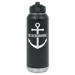 Chic Beach House Water Bottle - Laser Engraved - Front