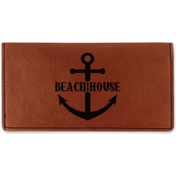 Chic Beach House Leatherette Checkbook Holder - Double Sided