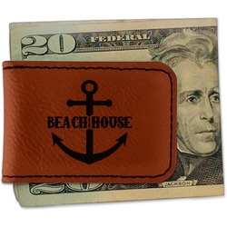 Chic Beach House Leatherette Magnetic Money Clip - Double Sided
