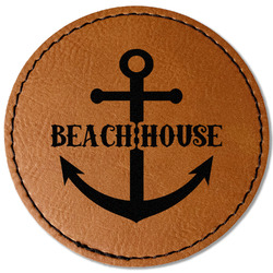 Chic Beach House Faux Leather Iron On Patch - Round