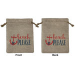 Chic Beach House Medium Burlap Gift Bag - Front & Back