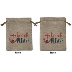 Chic Beach House Medium Burlap Gift Bag - Front & Back