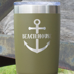 Chic Beach House 20 oz Stainless Steel Tumbler - Olive - Double Sided