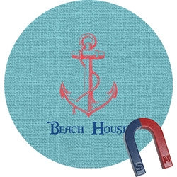 Chic Beach House Round Fridge Magnet