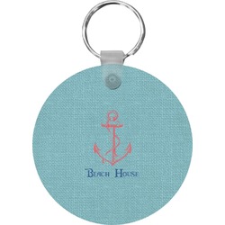 Chic Beach House Round Plastic Keychain