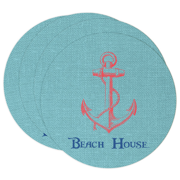 Custom Chic Beach House Round Paper Coasters