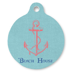 Chic Beach House Round Pet ID Tag - Large