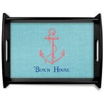 Chic Beach House Black Wooden Tray - Large