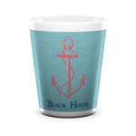 Chic Beach House Ceramic Shot Glass - 1.5 oz - White - Set of 4