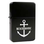 Chic Beach House Windproof Lighter - Black - Double Sided & Lid Engraved