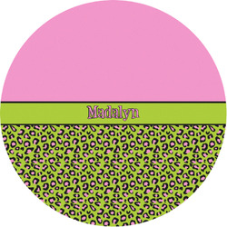 Pink & Lime Green Leopard Multipurpose Round Labels - 1" (Personalized)