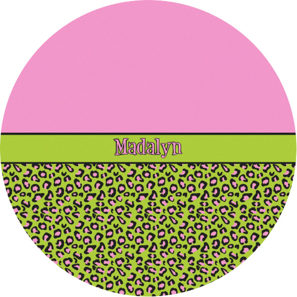 Custom Pink & Lime Green Leopard Multipurpose Round Labels - 1" (Personalized)