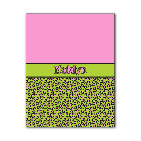 Custom Pink & Lime Green Leopard Wood Print - 11x14 (Personalized)