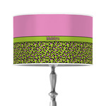 Pink & Lime Green Leopard 12" Drum Lamp Shade - Poly-film (Personalized)