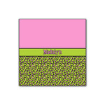 Pink & Lime Green Leopard Wood Print - 12x12 (Personalized)