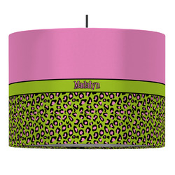 Pink & Lime Green Leopard Drum Pendant Lamp (Personalized)