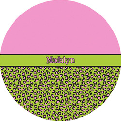 Pink & Lime Green Leopard Multipurpose Round Labels - 2" (Personalized)