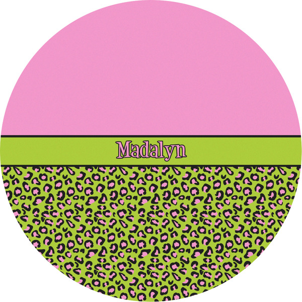 Custom Pink & Lime Green Leopard Multipurpose Round Labels - 2" (Personalized)