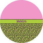 Pink & Lime Green Leopard Multipurpose Round Labels - Custom Sized (Personalized)