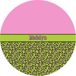 Pink & Lime Green Leopard Multipurpose Round Labels - 3" (Personalized)