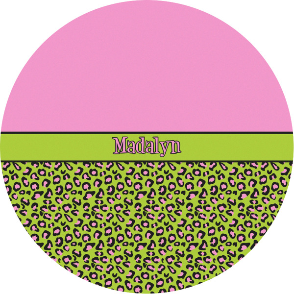 Custom Pink & Lime Green Leopard Multipurpose Round Labels - 3" (Personalized)