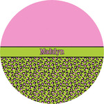 Pink & Lime Green Leopard Multipurpose Round Labels - 5" (Personalized)