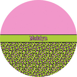 Pink & Lime Green Leopard Multipurpose Round Labels - 5" (Personalized)