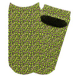 Pink & Lime Green Leopard Adult Ankle Socks