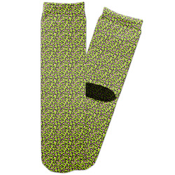 Pink & Lime Green Leopard Adult Crew Socks