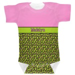 Pink & Lime Green Leopard Baby Bodysuit 3-6 (Personalized)