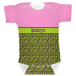 Pink & Lime Green Leopard Baby Bodysuit 6-12 (Personalized)