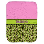 Pink & Lime Green Leopard Baby Swaddling Blanket (Personalized)