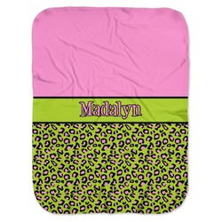 Pink & Lime Green Leopard Baby Swaddling Blanket (Personalized)