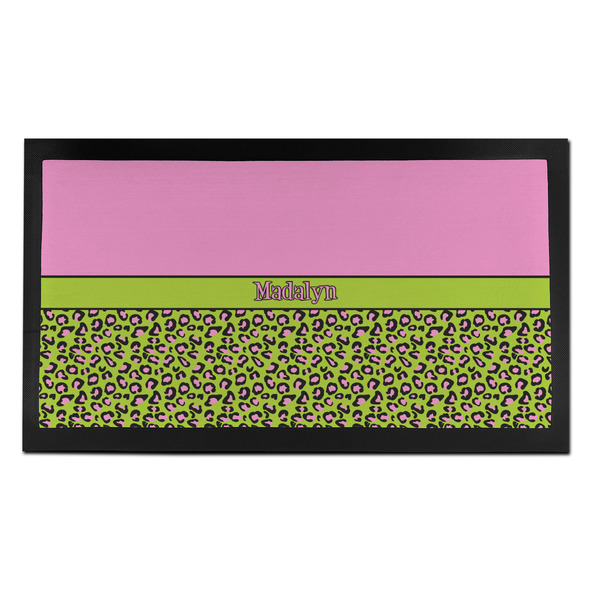 Custom Pink & Lime Green Leopard Bar Mat - Small (Personalized)