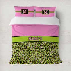 Pink & Lime Green Leopard Duvet Cover Set - Full / Queen (Personalized)