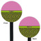 Pink & Lime Green Leopard Black Plastic 5.5" Stir Stick - Double Sided - Round - Front & Back