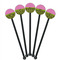 Pink & Lime Green Leopard Black Plastic 5.5" Stir Stick - Round - Fan View