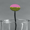Pink & Lime Green Leopard Black Plastic 7" Stir Stick - Oval - Main