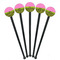 Pink & Lime Green Leopard Black Plastic 7" Stir Stick - Round - Fan View