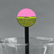 Pink & Lime Green Leopard Black Plastic 7" Stir Stick - Round - Main