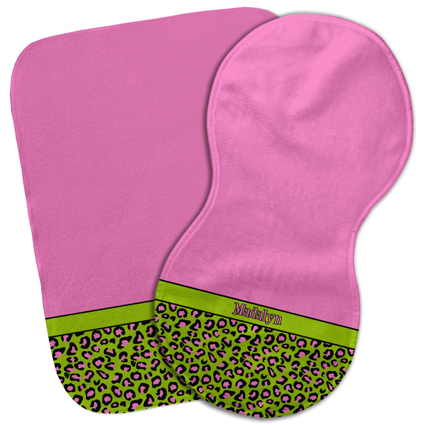 Custom Pink & Lime Green Leopard Burp Cloth (Personalized)