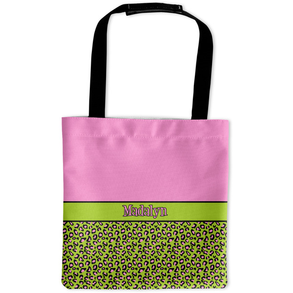 Custom Pink & Lime Green Leopard Auto Back Seat Organizer Bag (Personalized)