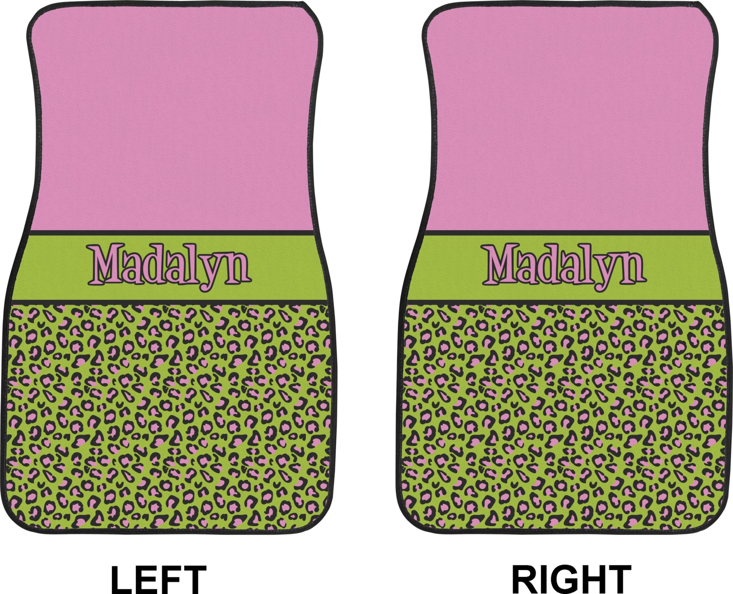 Pink Lime Green Leopard Car Floor Mats Front Seat