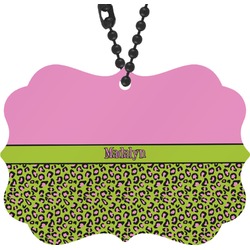 Pink & Lime Green Leopard Rear View Mirror Charm (Personalized)