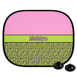 Pink & Lime Green Leopard Car Side Window Sun Shade (Personalized)