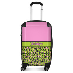 Pink & Lime Green Leopard Suitcase - 20" Carry On (Personalized)