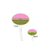 Pink & Lime Green Leopard Clear Plastic 7" Stir Stick - Oval - Front & Back